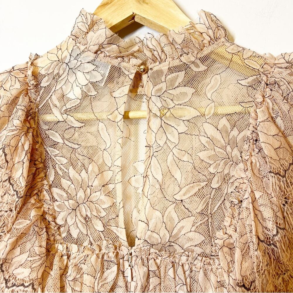 Alice McCall Calypso Mini Dress Lace Ruffle Mock Neck US 2 - Picture 10 of 14